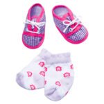 New Born Baby sokken & schoentjes met ruitjes in paarse en roze stijl