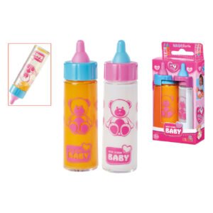 Set van twee new born baby magische drinkflesjes met verpakking en testflesje.