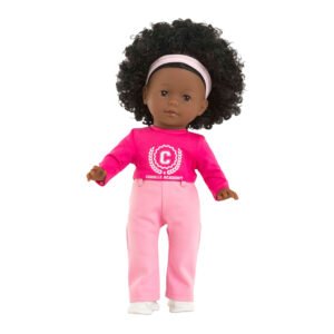 Pop met afrohaar in roze Corolle outfit en lichtroze broek