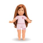 Staande Ma Corolle pop met lang roodbruin haar en roze kleding, 36 cm groot