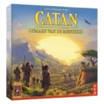 Catan Opmars van de Mensheid bordspel doos met zonsondergang en jagers 999 Games Catan - Opmars van de Mensheid Bordspel