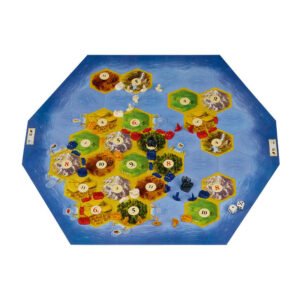 Volledig opgebouwd Catan Zeevaarders spelbord tijdens gameplay van 999 games