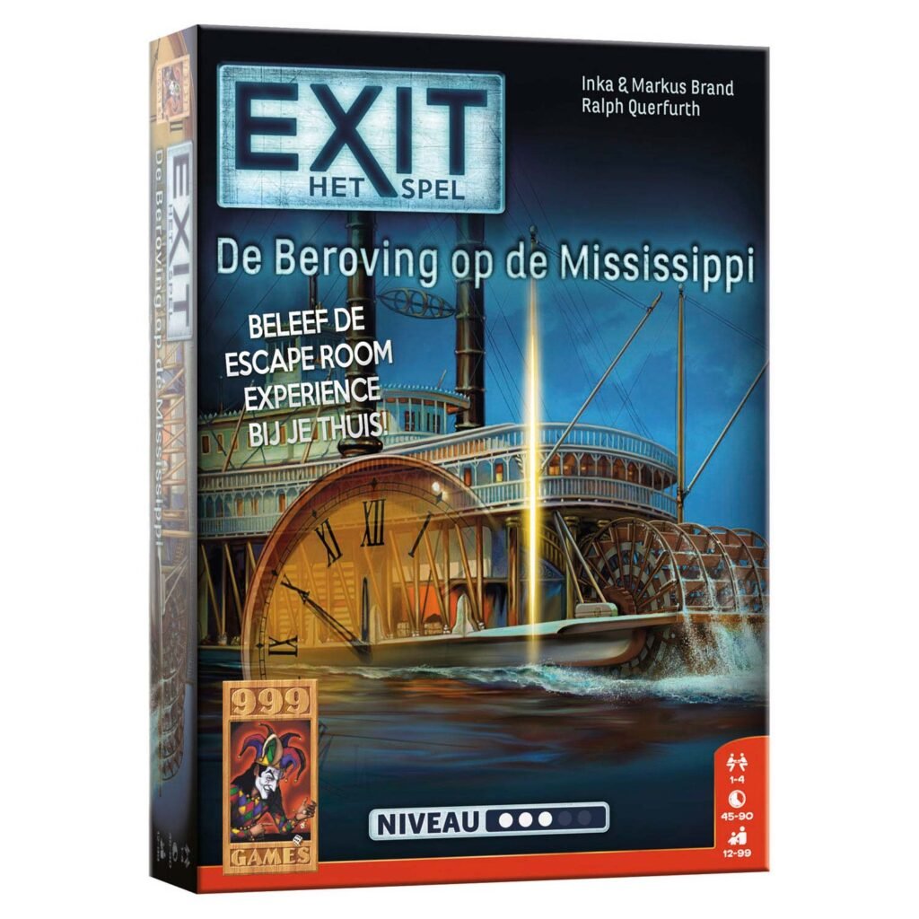 EXIT Het Spel - De Beroving op de Mississippi escape room speldoos van 999 Games 999 Games Exit - De Beroving op de Mississippi