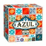 Azul bordspel doos met kleurrijk Portugees tegelontwerp en bekroonde stickers