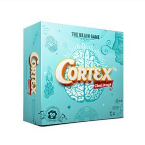 Cortex Challenge bordspel doos met brein-thema en blauwe achtergrond