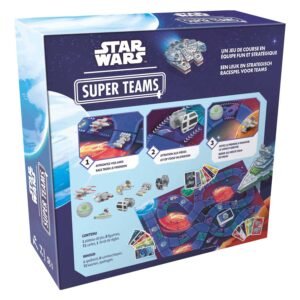 Achterkant van het Star Wars Super Teams spel met uitleg en spelelementen
