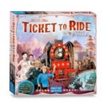 Ticket to Ride Asia bordspel doos met kleurrijke Aziatische illustraties en stoomtrein Ticket to Ride Azië Bordspel