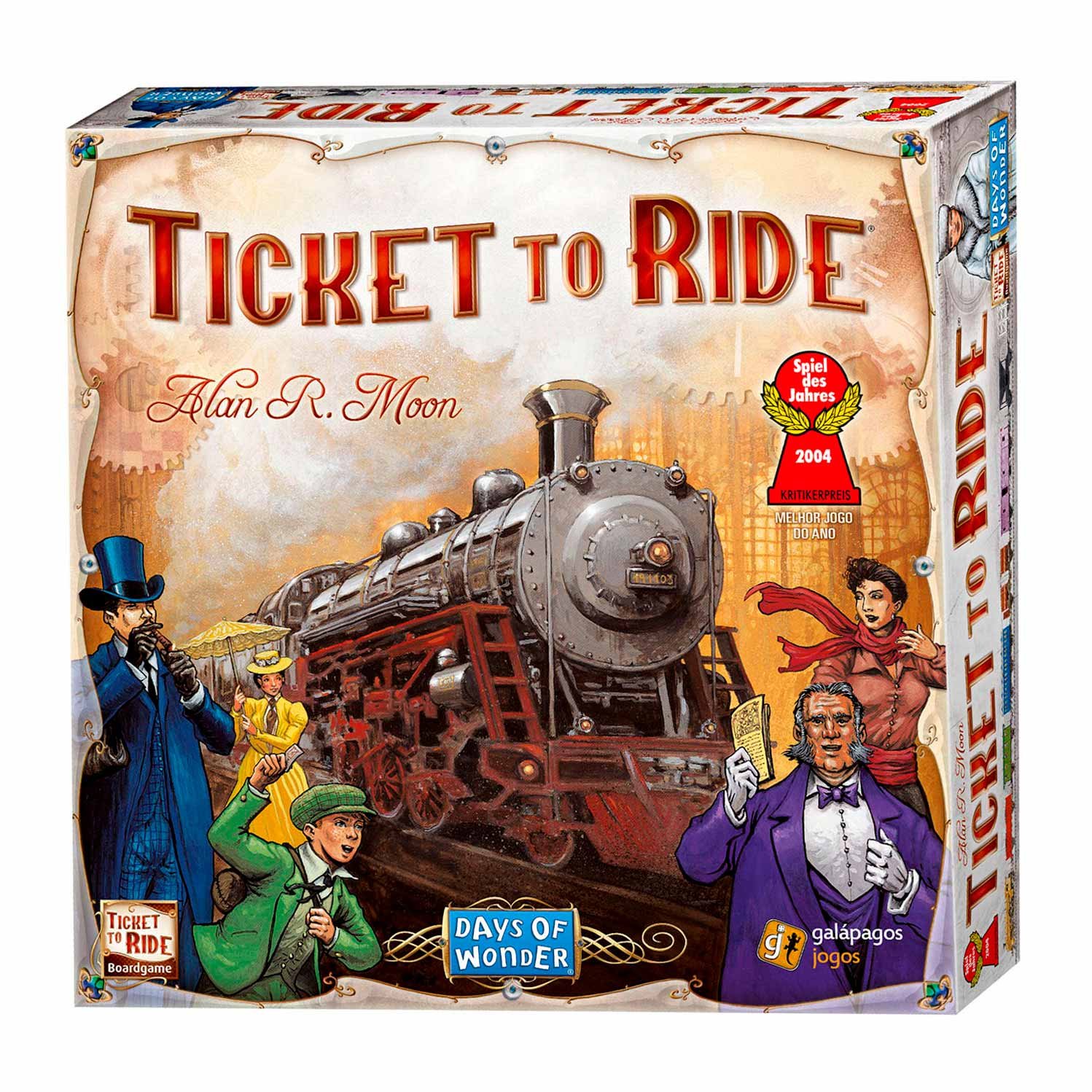 asmodee-ticket-to-ride-bordspel-doos-cover Ticket to Ride bordspel doos met klassieke treinillustratie Ticket to Ride USA Bordspel