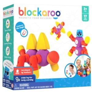 Blockaroo magnetische foam blokken dieren set voor kinderen vanaf 3 jaar met 17 zachte onderdelen