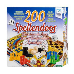 200 spellendoos met dobbelstenen, pionnen en speelstukken voor het hele gezin Clown Games Spellendoos NL/FR, 200dlg.