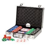 Clown Games poker set in aluminium koffer met chips, kaarten en dobbelstenen, 202dlg.