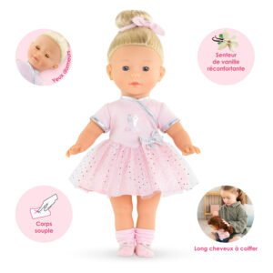 Ballerina corolle pop met roze jurkje, lange blonde haren en accessoires, geschikt vanaf 4 jaar