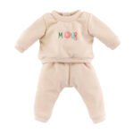 Beige poppenoutfit met "AMOUR"-opdruk op trui, bestaande uit sweatshirt en broek Corolle Beige Trainingspak voor Babypop