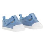 Blauwe canvas poppenschoentjes met witte neus en klittenbandsluiting Corolle Mon Grand Poupon Sandalen Blauw, 36cm