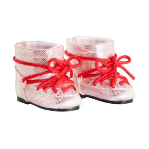 Corolle roze snowboots voor poppen met opvallende rode veters