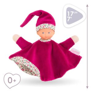 Corolle knuffelpop van 17 cm in fuchsia en bloemenprint
