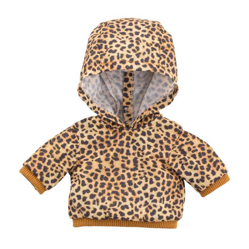 Luipaardprint hoodie voor pop met geribbelde boorden en capuchon Corolle Luipaard Trui voor Poppen, 36cm