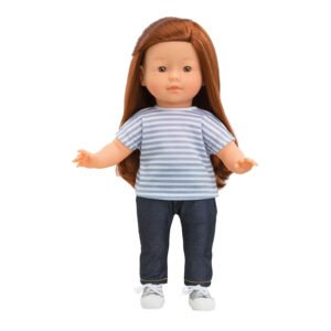 Corolle pop van 36 cm met blauw-wit gestreept T-shirt en jeans
