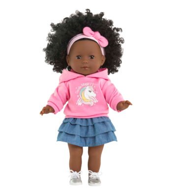 Corolle pop maelys met krullend haar, unicorn trui en sneakers