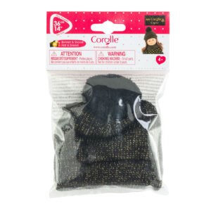 Corolle poppenaccessoire set met zwarte muts en sjaal in verpakking