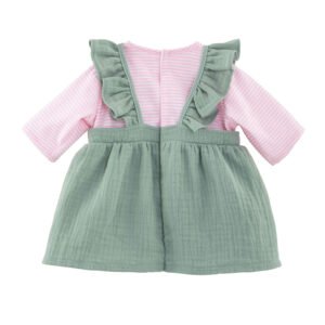 corolle Poppenjurkje groen met roze gestreept shirt en ruches op de schouder - achterkant