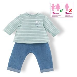 Corolle poppenkleding 36 cm: gestreepte top en jeans met maatadvies