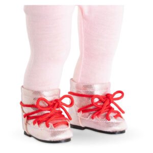 Corolle Roze poppenschoenen met rode veters en glimmende afwerking