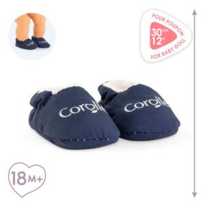 Marineblauwe Corolle slofjes voor 30 cm pop, geschikt vanaf 18 maanden
