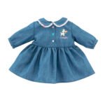 Blauwe spijkerjurk voor babypop met hartjes en hondje opdruk Corolle Jurk voor Babypop, 30cm