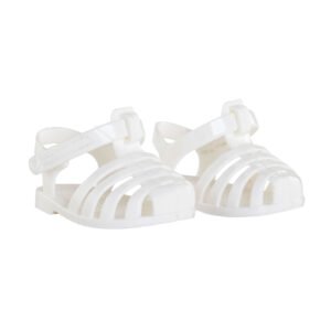 Witte plastic sandalen voor poppen met gesp en open design Corolle Mon Grand Poupon Sandalen Wit, 36cm