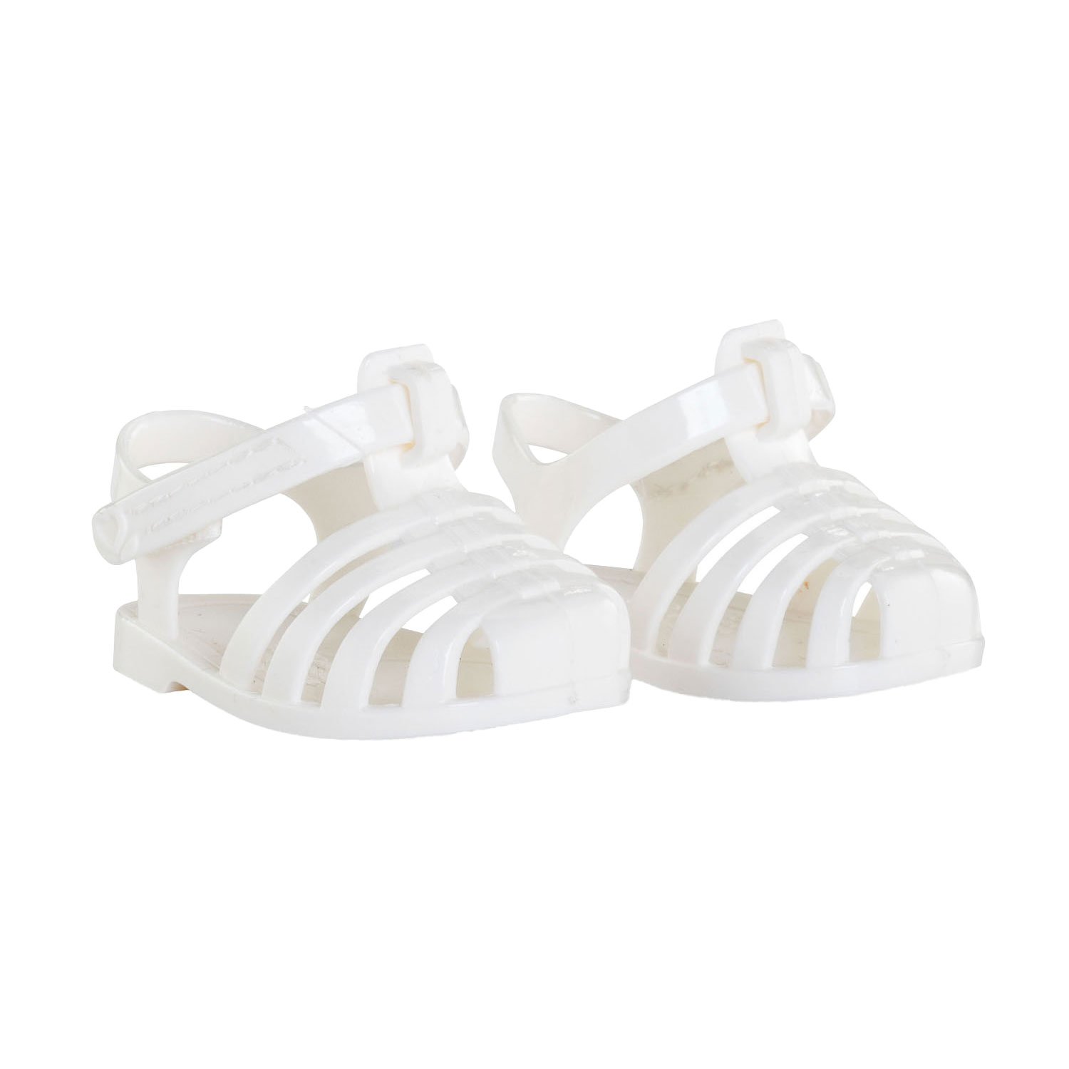 corolle-witte-plastic-poppen-sandalen-open-design Witte plastic sandalen voor poppen met gesp en open design Corolle Mon Grand Poupon Sandalen Wit, 36cm