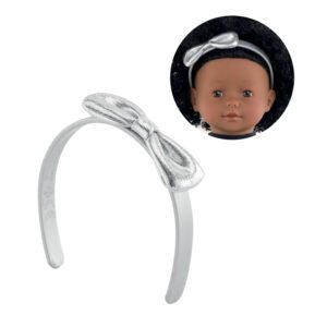 Zilveren haarband met strik voor pop, inclusief close-up met pop Ma Corolle Haarband met Strik Zilver, 36cm
