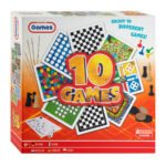 Voorkant van doos met 10 klassieke gezelschapsspellen voor het hele gezin Klassieke Bordspellen Box 10in1