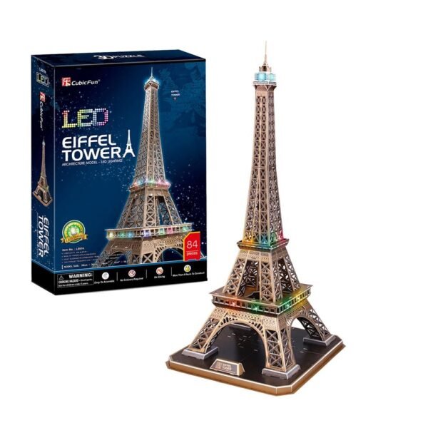 Cubic Fun 3D Puzzel Eiffel Tower met LED Verlichting, 84st.