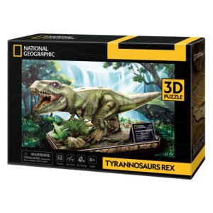 Verpakking van de National Geographic 3D Tyrannosaurus Rex puzzel van cubic fun