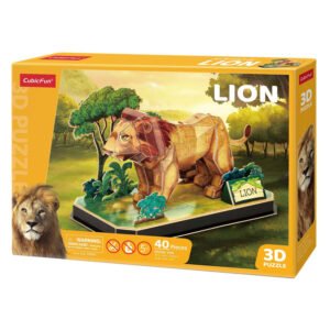 Verpakking van 3D leeuwenpuzzel van CubicFun met 40 stukjes voor kinderen vanaf 5 jaar