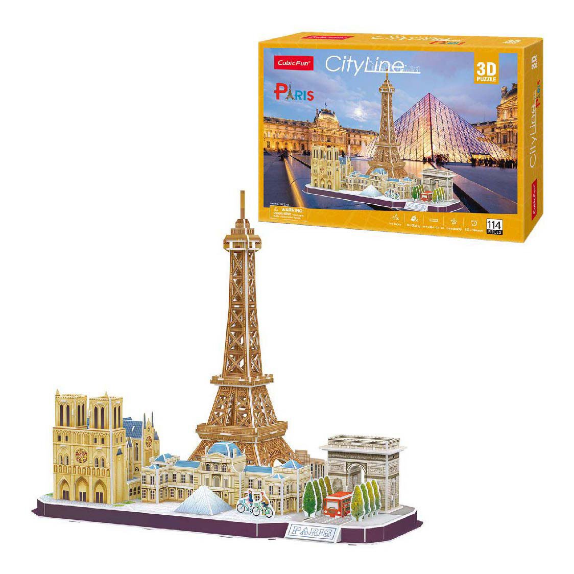 cubicfun-3d-puzzel-parijs-model-en-doos CubicFun 3D puzzel van Parijs met doos en model van beroemde bezienswaardigheden Cubic Fun 3D Puzzel City Line Parijs