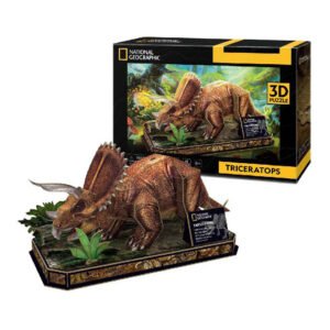 Cubic Fun 3D puzzel National Geographic Triceratops met doos op de achtergrond
