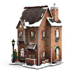 Achterkant van 3D puzzel De Klompenmakerij met traditionele details