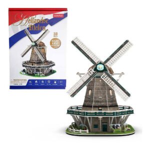 Cubic fun 3d puzzel molen met led verlichting met verpakking en windmolenmodel
