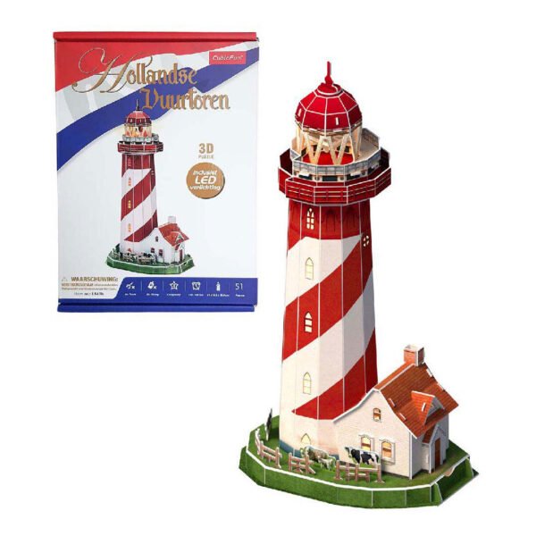Cubic Fun 3D Puzzel Vuurtoren met LED Verlichting, 51st.