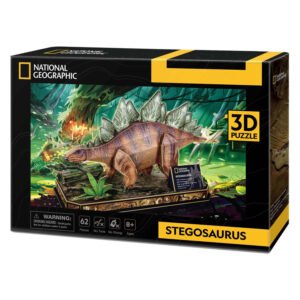 National Geographic 3D puzzel van een Stegosaurus in kleurrijke doos van cubic fun