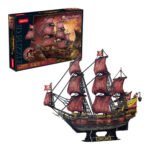 Queen Anne's Revenge 3D puzzel en doos van CubicFun met gedetailleerd piratenschip Cubic Fun 3D Puzzel Queen Anne Revenge