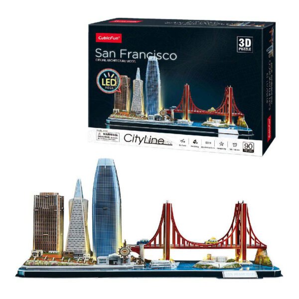 Cubic Fun 3D Puzzel City Line San Francisco met LED Verlichting, 90st.