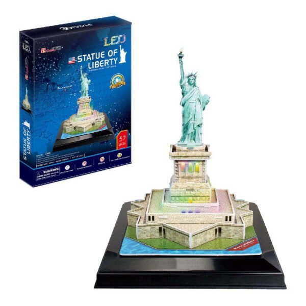 Cubic Fun 3D Puzzel Vrijheidsbeeld met LED Verlichting, 37st.