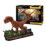 Cubic Fun 3D puzzel National Geographic Velociraptor met doos op achtergrond van National Geographic set