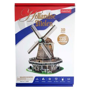 Verpakking van Cubic Fun hollandse molen 3d puzzel met LED verlichting