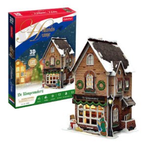 Verpakking en model van Cubic Fun 3D puzzel De Klompenmakerij met LED verlichting