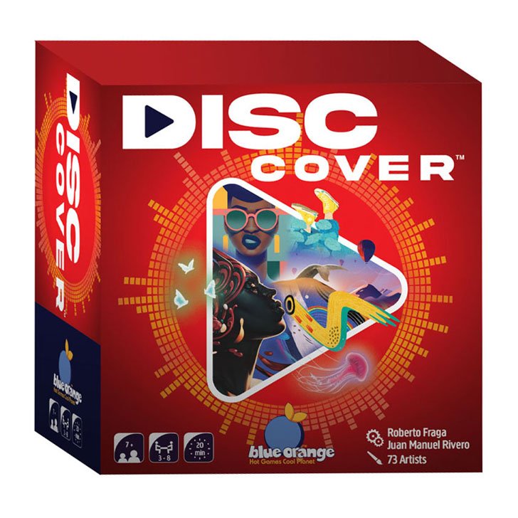 Disc Cover gezelschapsspel doos met kleurrijke illustraties en muziek-thema Disc Cover Party Bordspel