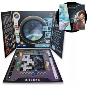 Mission Control spelopstelling met Mercury III controlepaneel en pijpleidingconstructie
